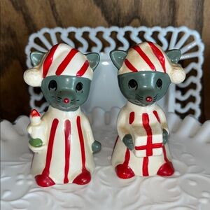 MCM Inarco Anthropomorphic Mice Salt & Pepper Shakers Ceramic Pajamas Japan